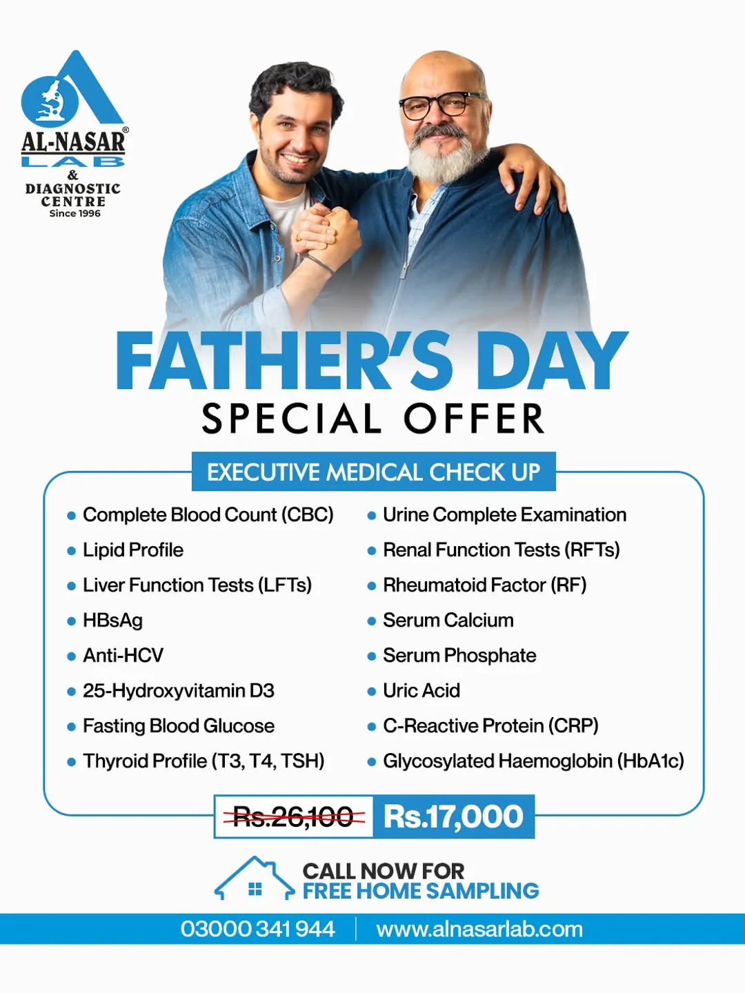 Al Nasar Lab, father and son with fathers day offer text
