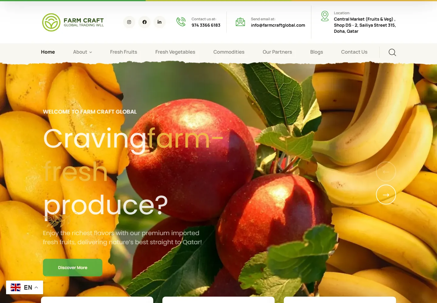 Farm Craft Global, website home page