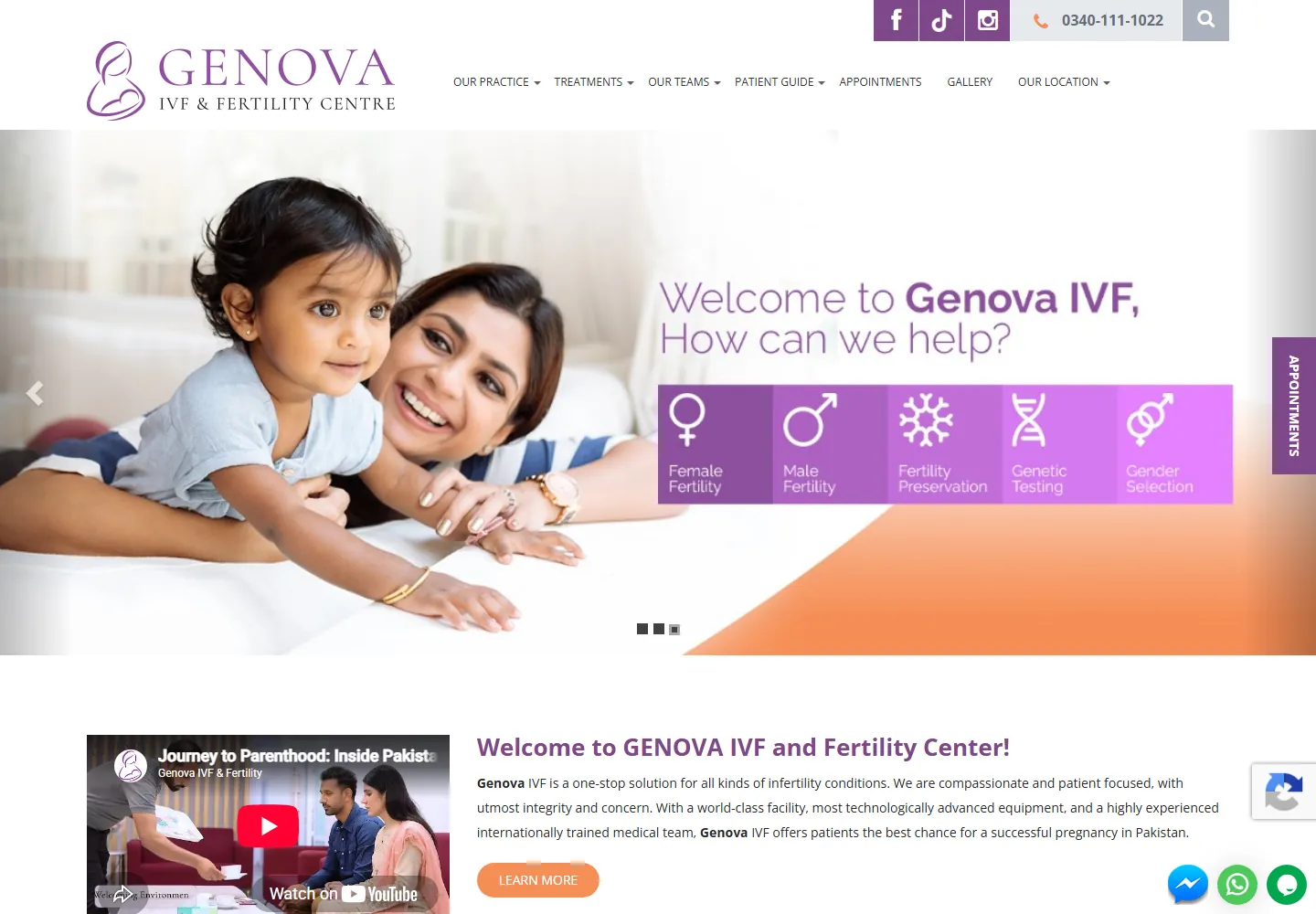 Genova Fertility, website home page
