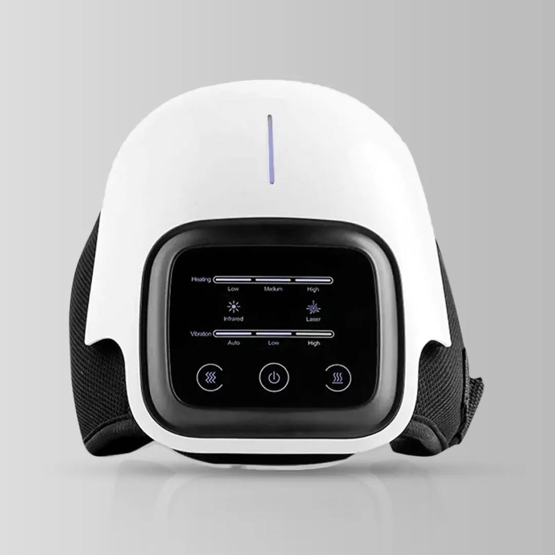 GoPurple, white massage device with digital display on gray background
