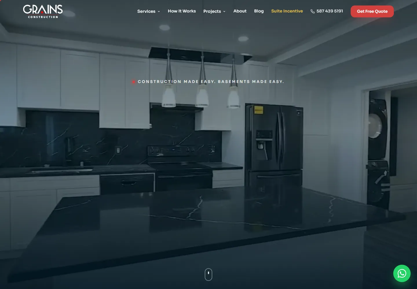 Grains Construction, website home page