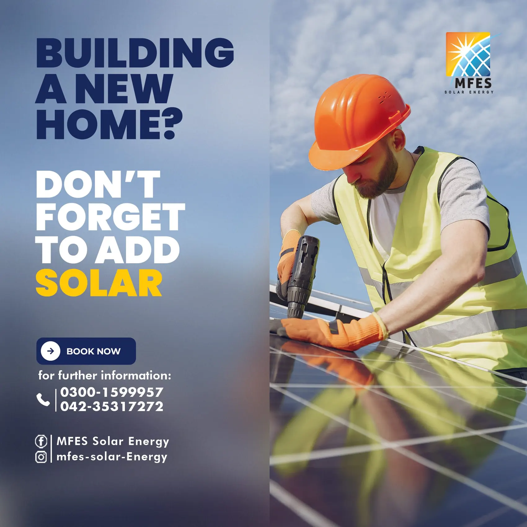 MFES Solar, advertisement promoting adding solar to new home construction