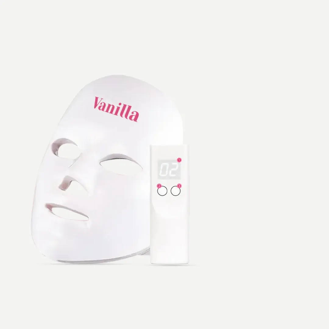 My Vanilla Skin, led facial mask and handheld wand displayed together