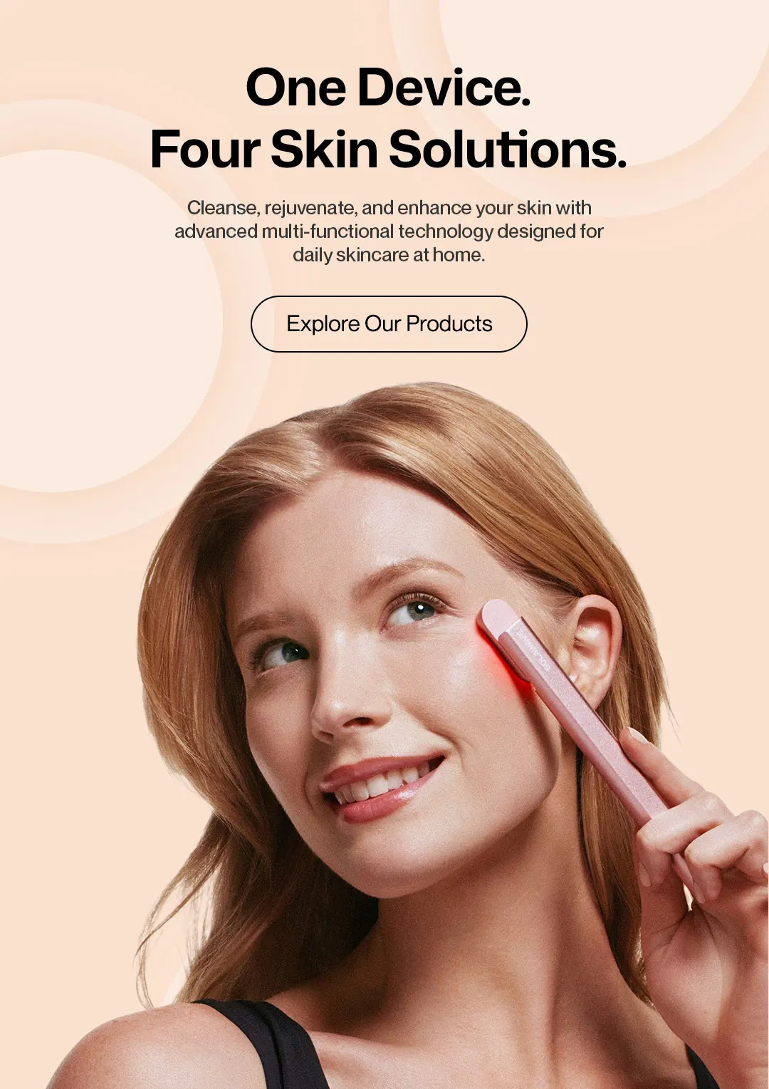 MySkinix, woman using skincare device with product headline text